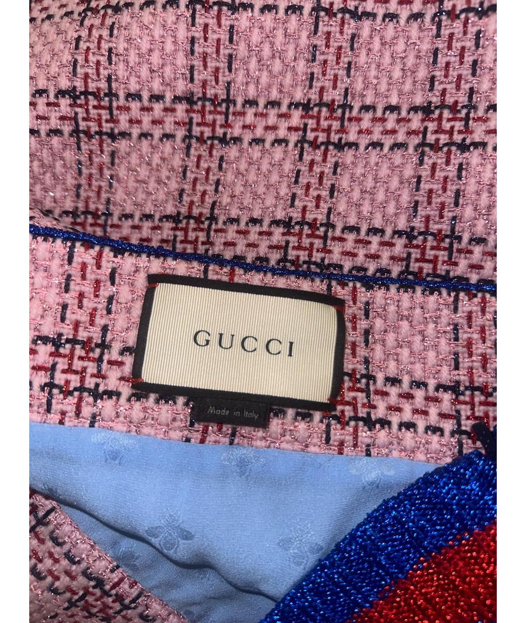 GUCCI Розовая твидовая юбка мини, фото 2