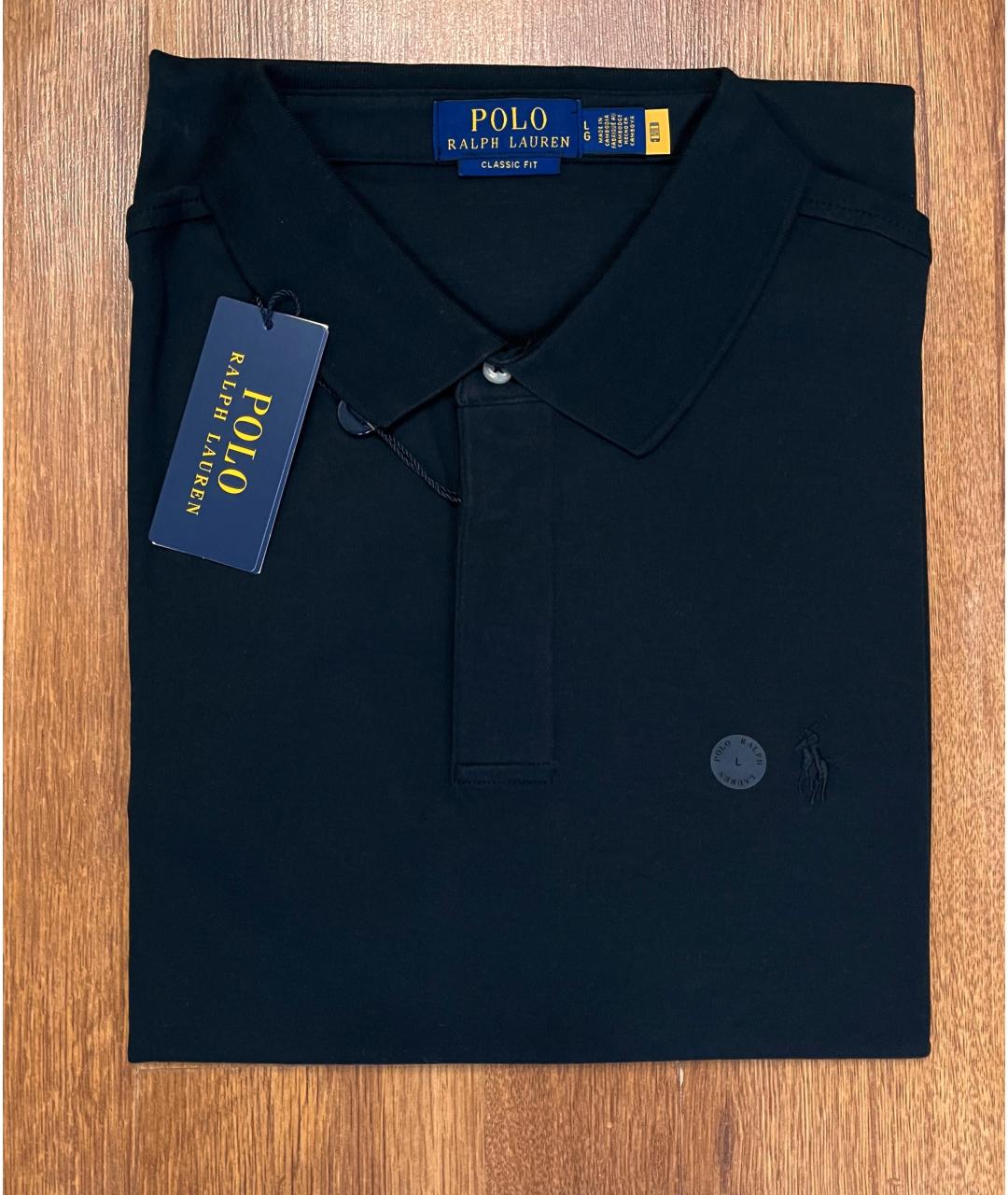 POLO RALPH LAUREN Черное хлопковое поло с коротким рукавом, фото 2