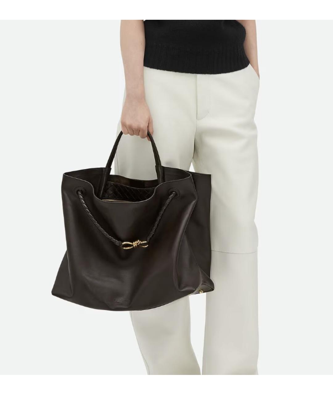 BOTTEGA VENETA Коричневая кожаная сумка тоут, фото 3