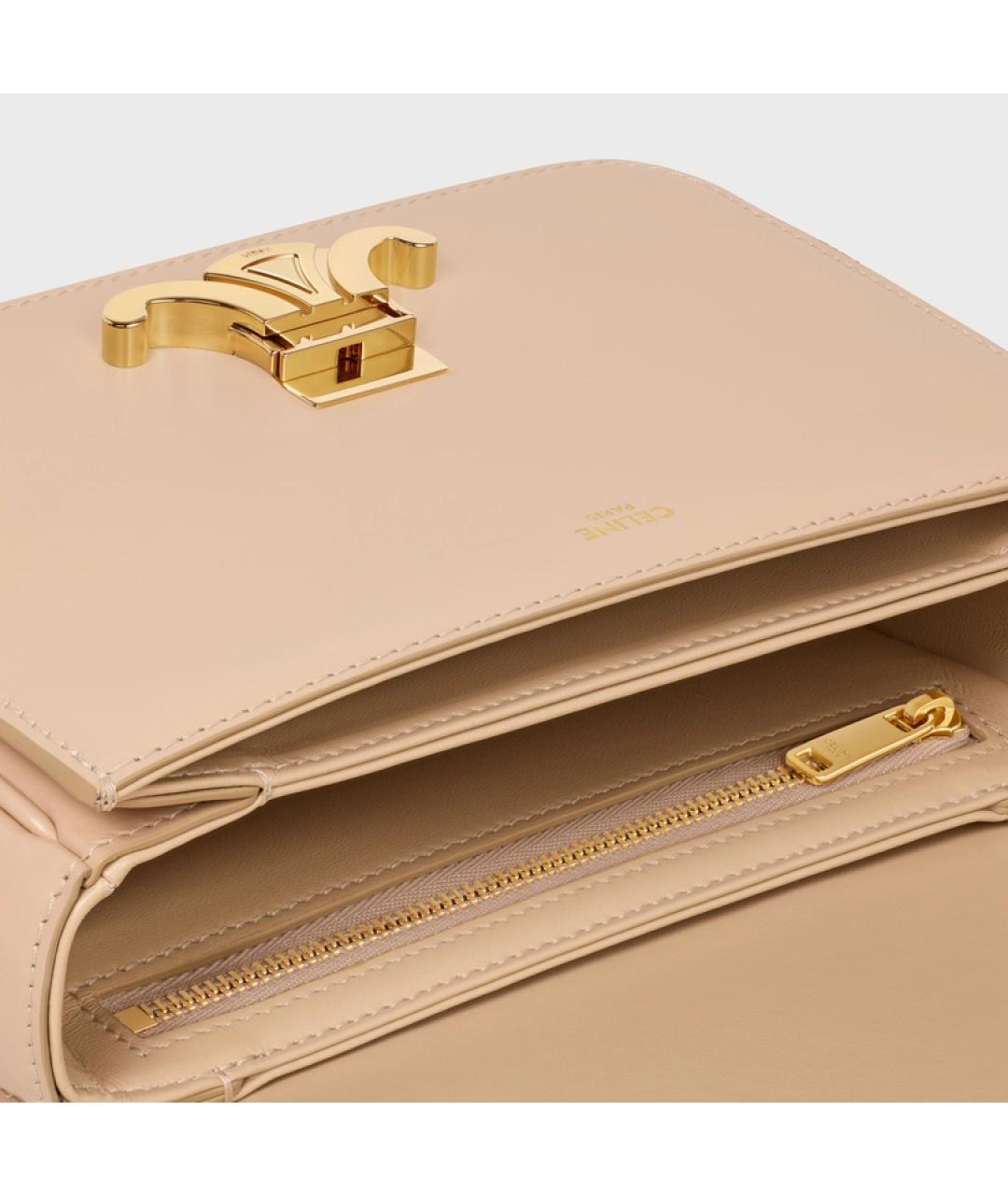 CELINE Бежевая кожаная сумка через плечо, фото 4