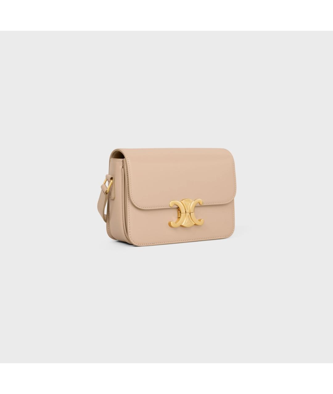 CELINE Бежевая кожаная сумка через плечо, фото 2