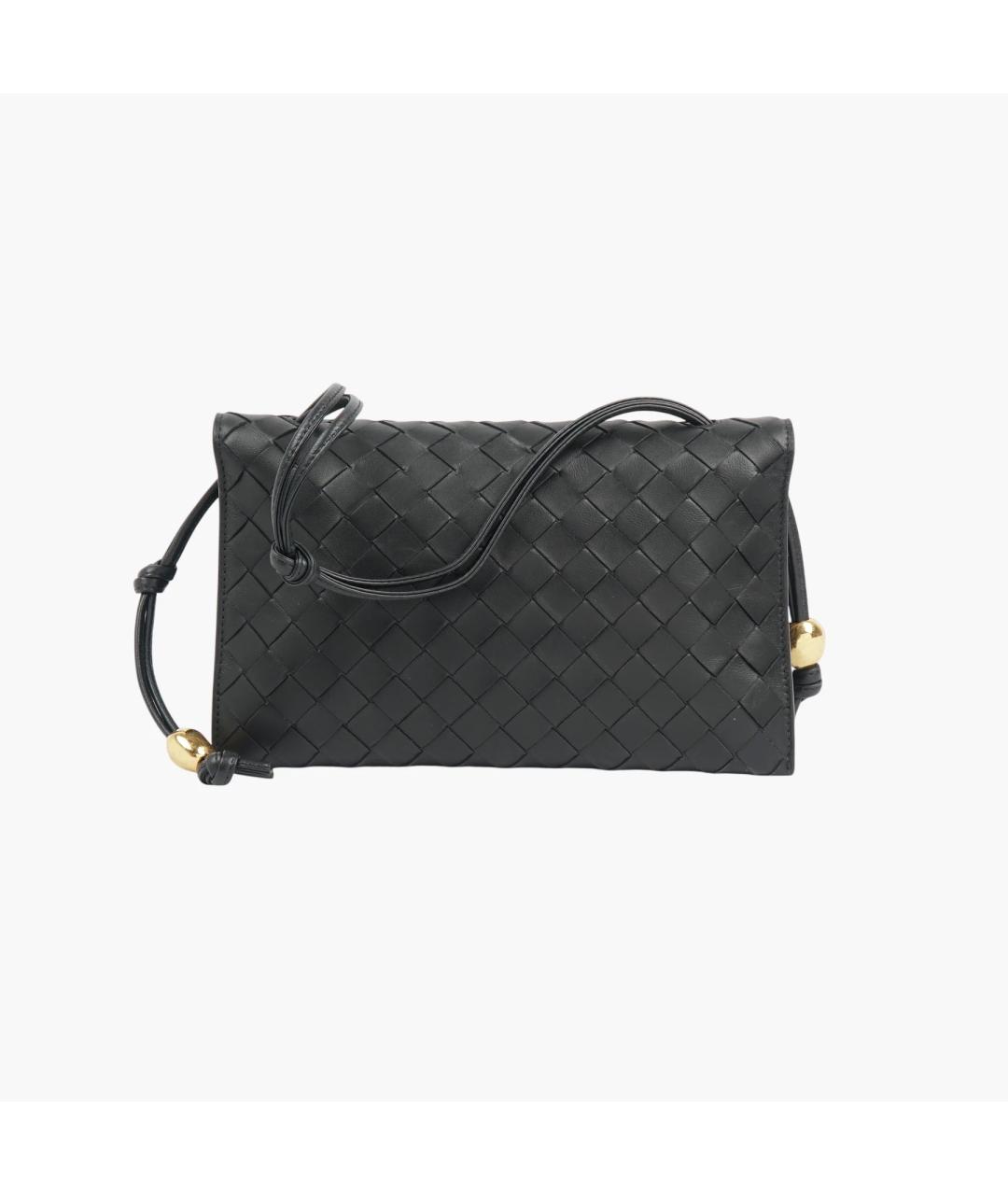 BOTTEGA VENETA Черная кожаная сумка через плечо, фото 3