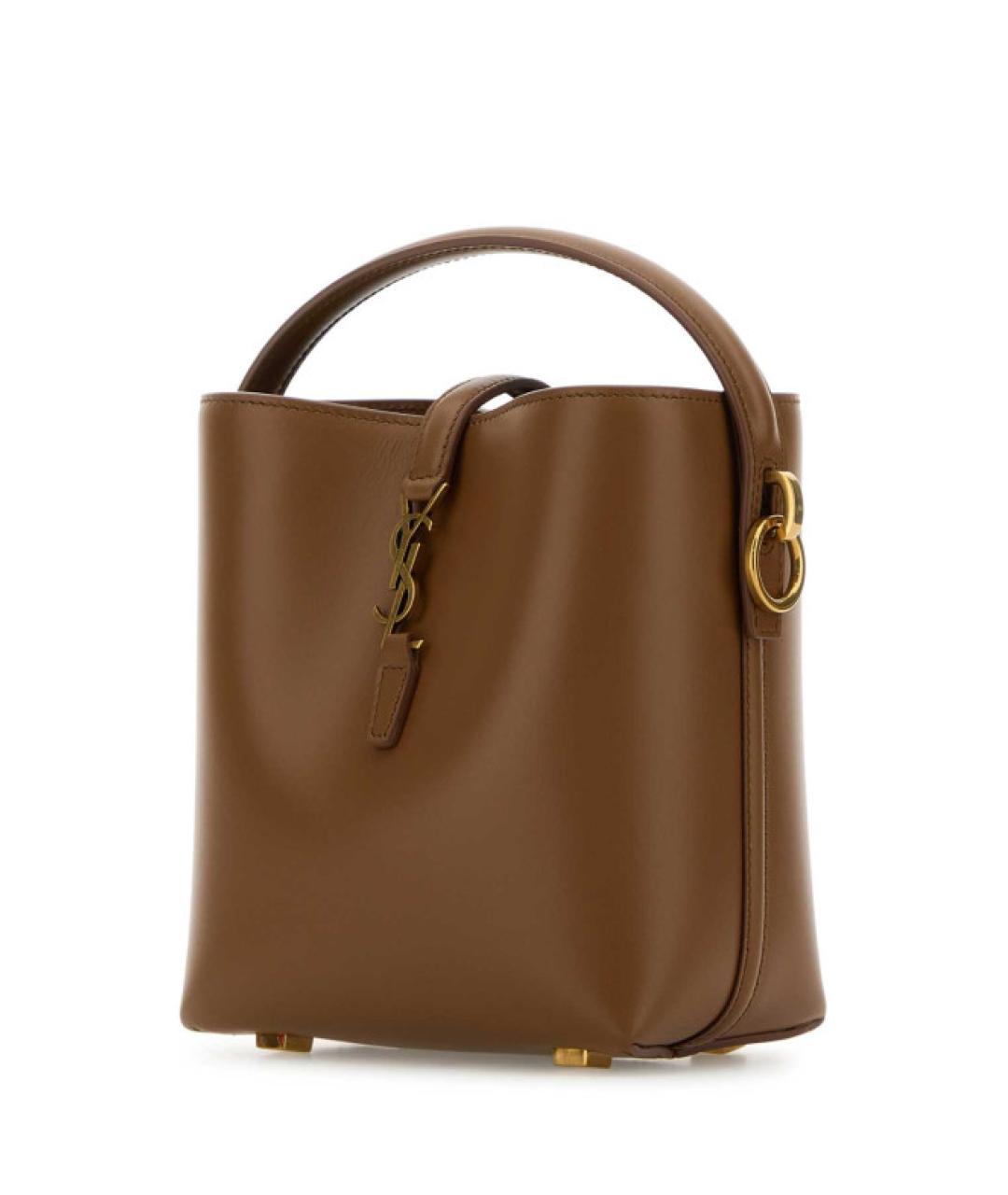 SAINT LAURENT Коричневая кожаная сумка тоут, фото 2