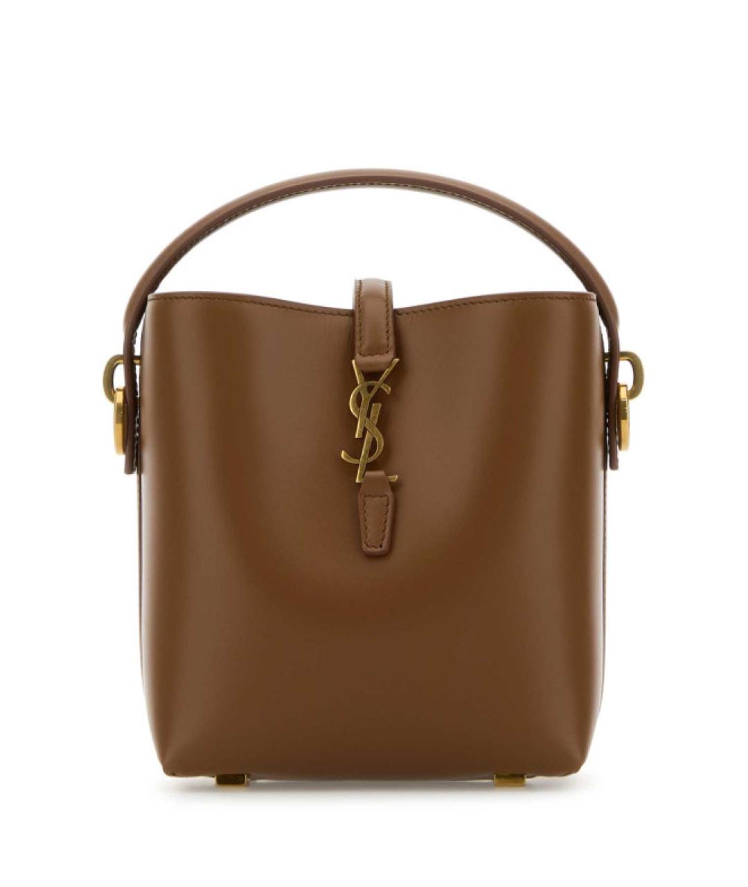 SAINT LAURENT Коричневая кожаная сумка тоут, фото 1