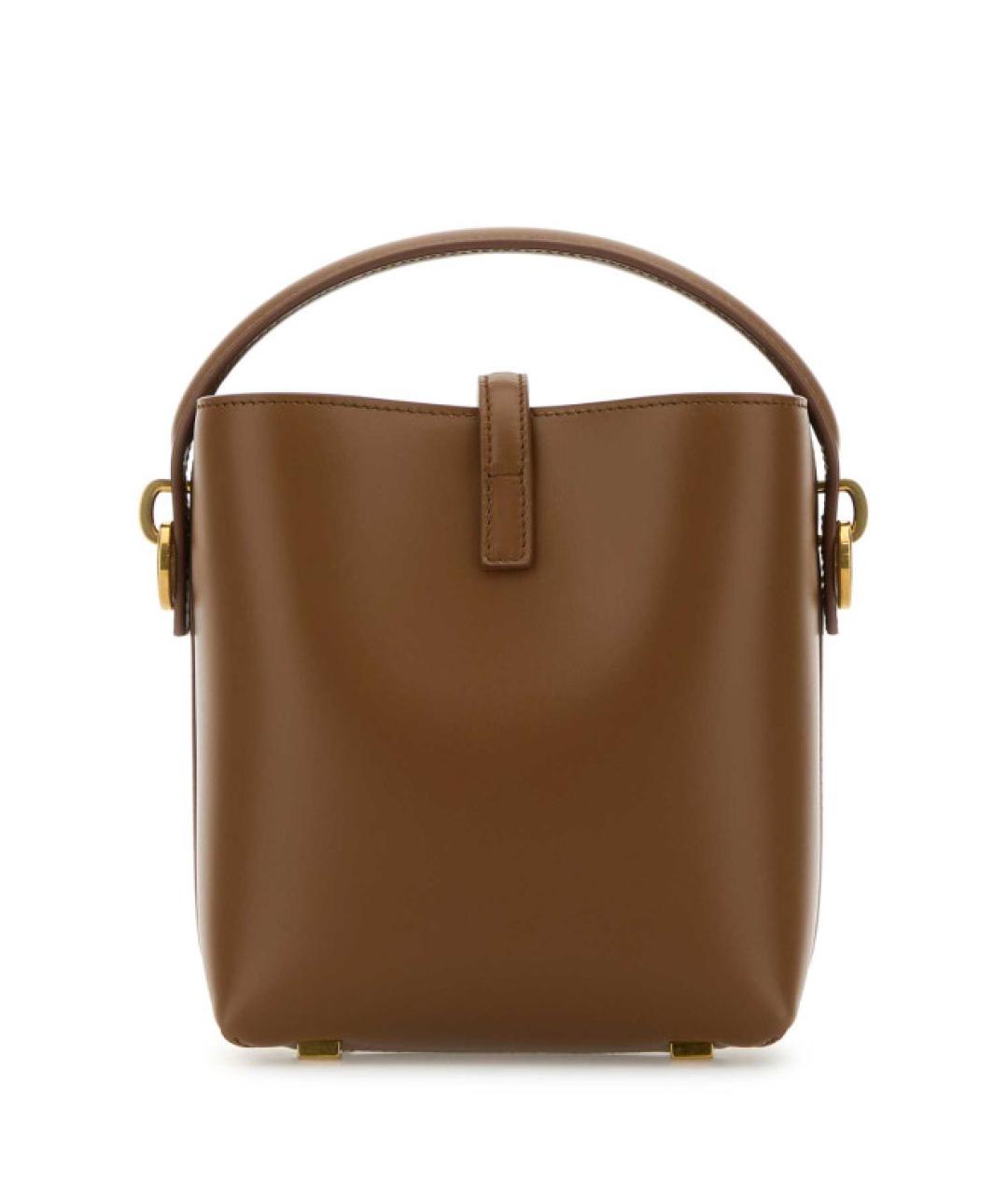 SAINT LAURENT Коричневая кожаная сумка тоут, фото 3