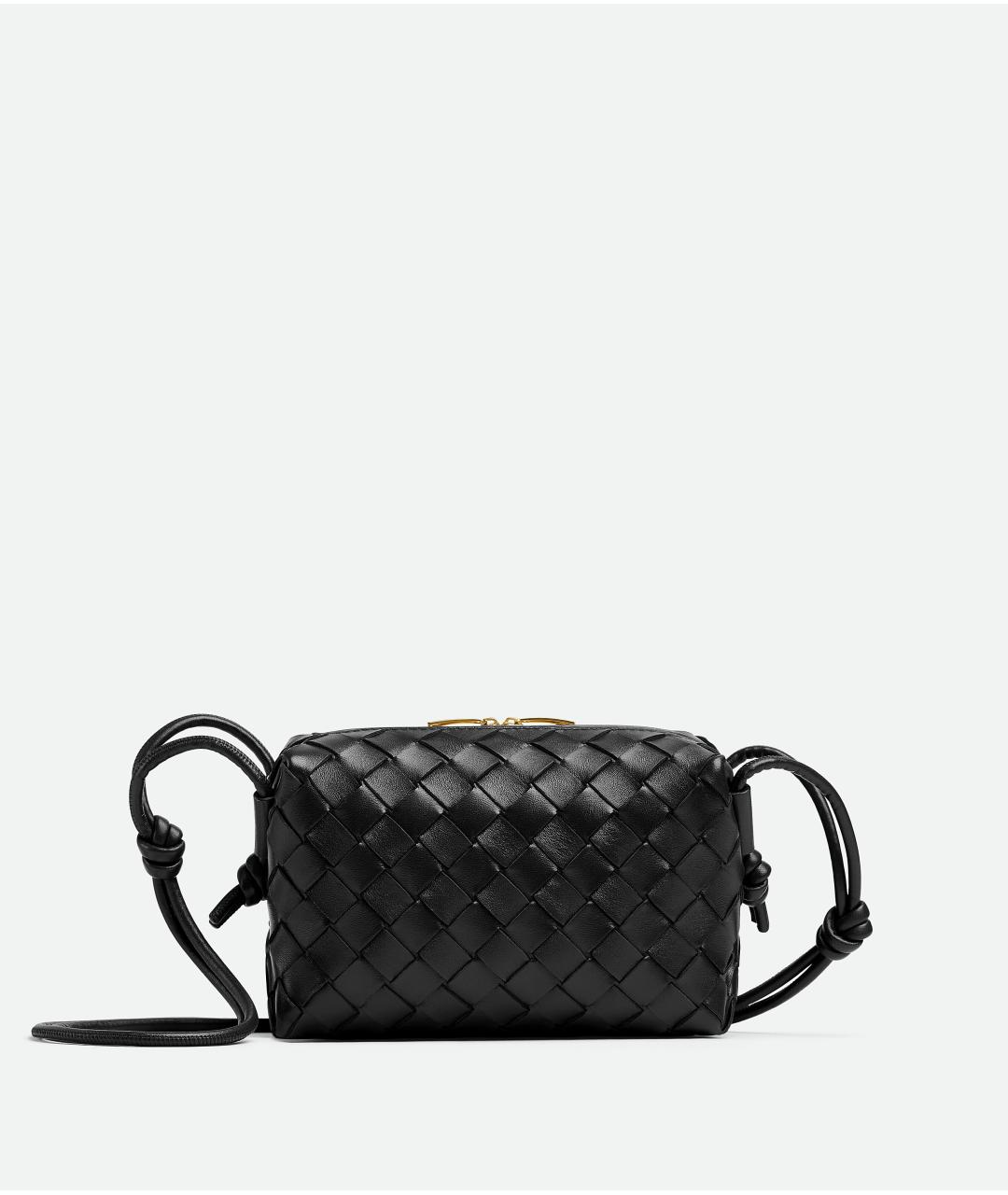 BOTTEGA VENETA Черная кожаная сумка через плечо, фото 6