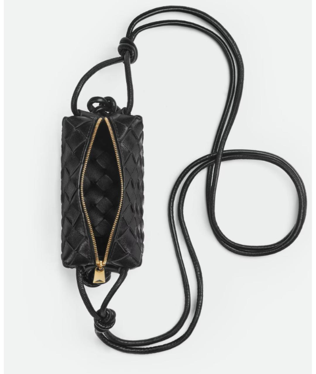 BOTTEGA VENETA Черная кожаная сумка через плечо, фото 2