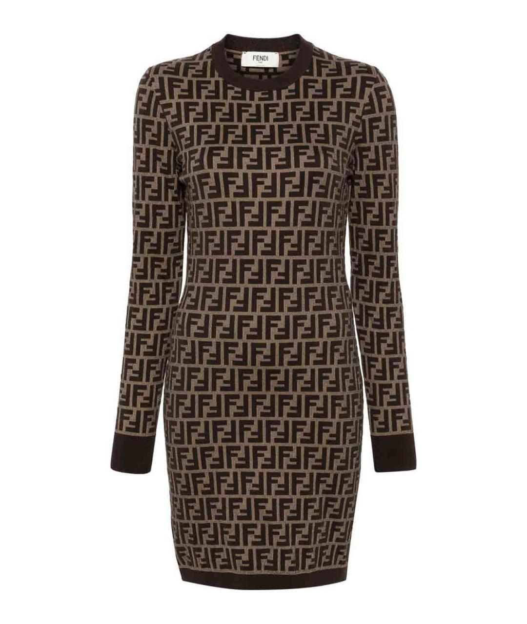 FENDI Коричневое хлопковое повседневное платье, фото 1