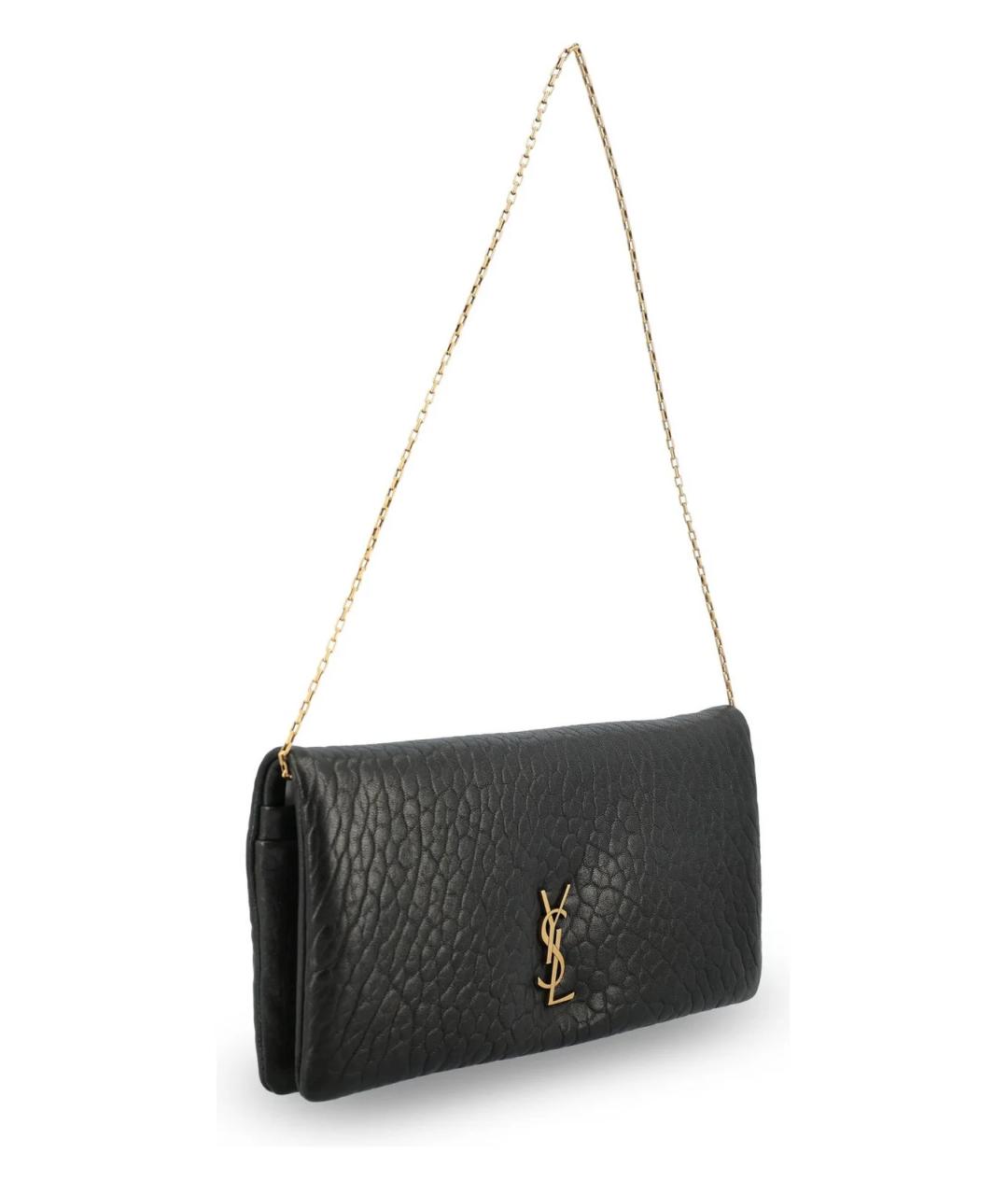 SAINT LAURENT Черная кожаная сумка через плечо, фото 3