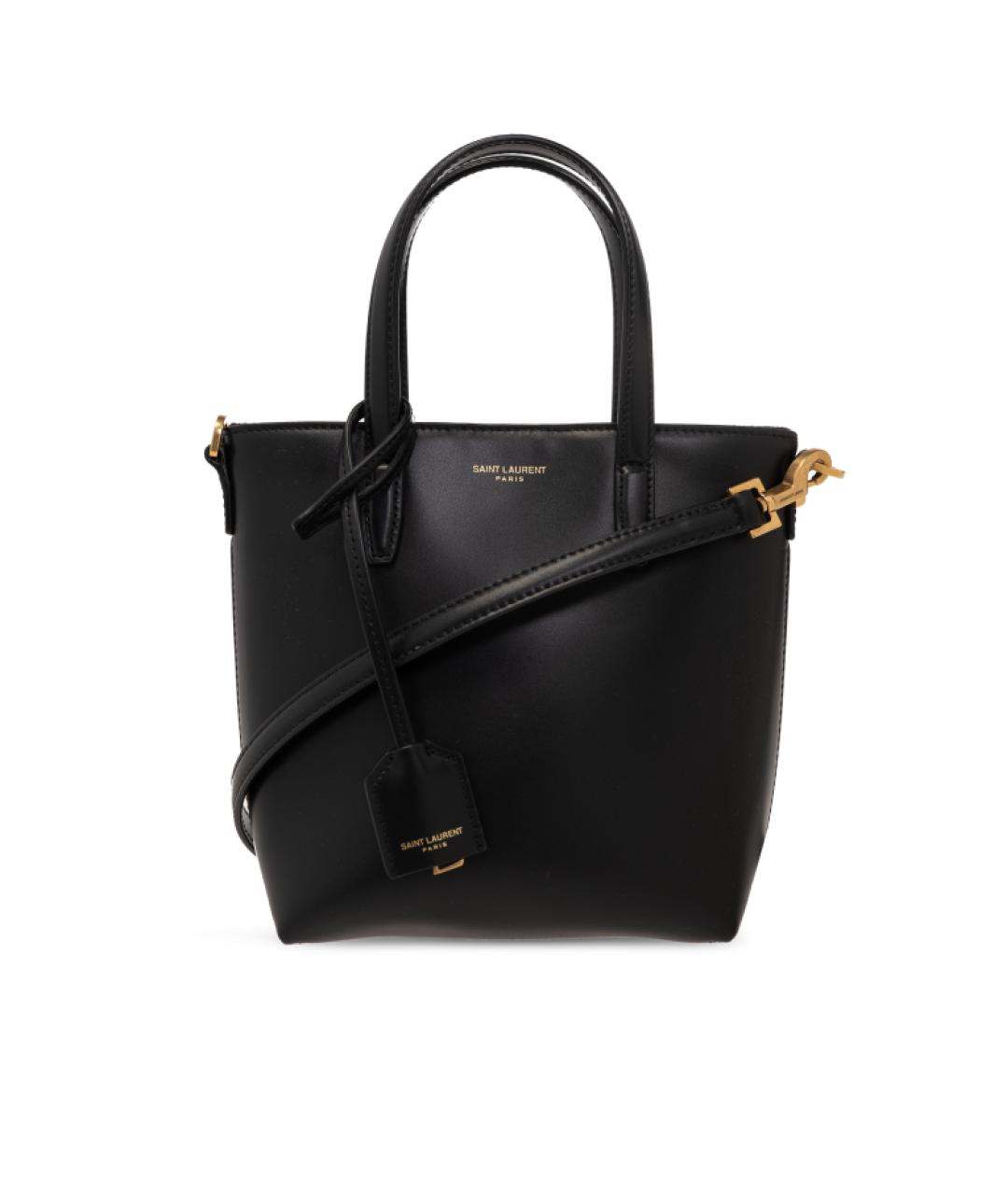 SAINT LAURENT Черная кожаная сумка тоут, фото 1