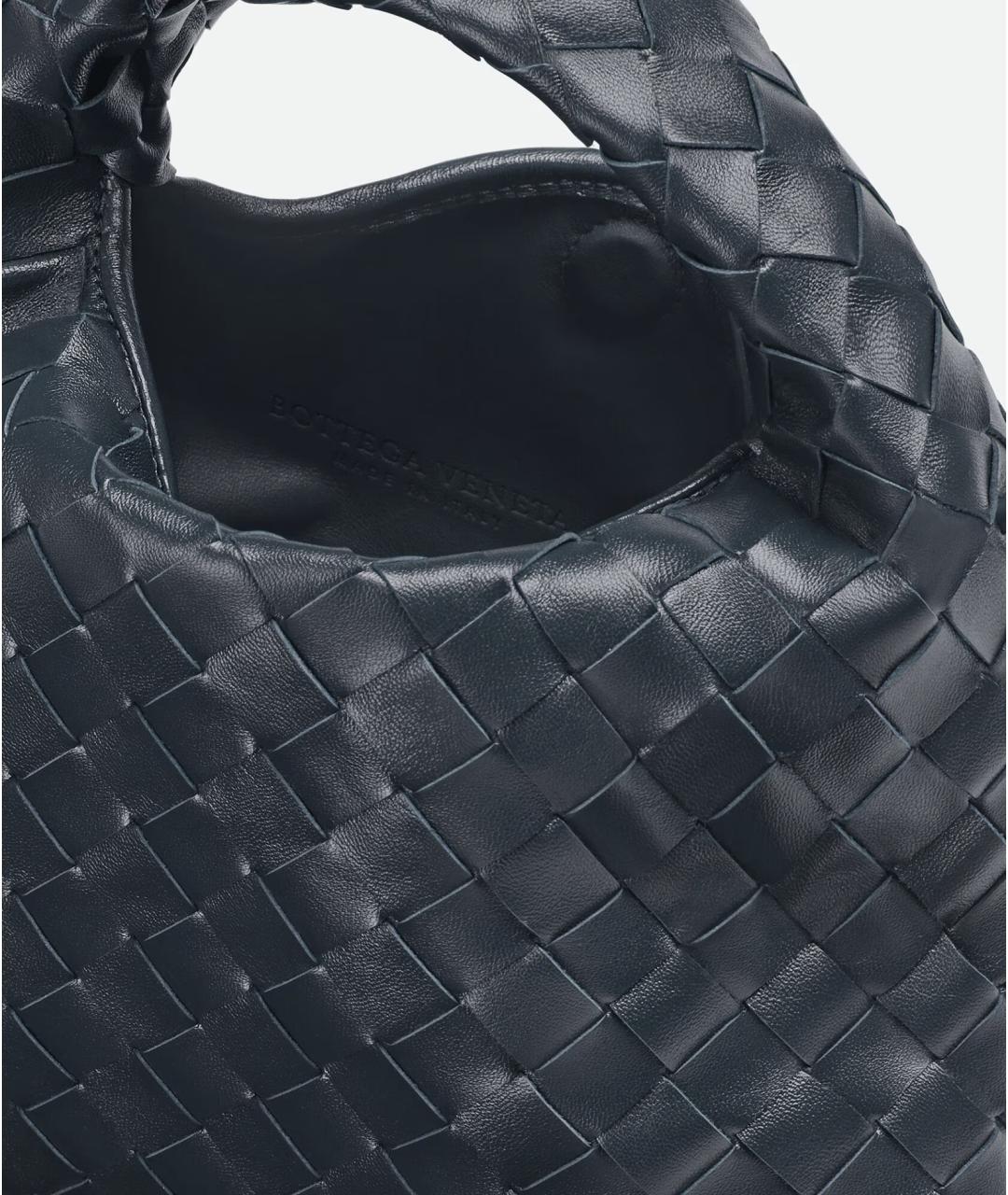 BOTTEGA VENETA Темно-синяя кожаная сумка с короткими ручками, фото 6