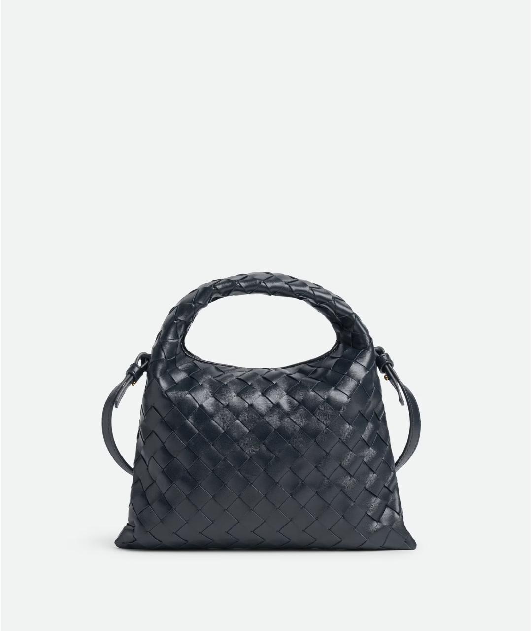 BOTTEGA VENETA Темно-синяя кожаная сумка с короткими ручками, фото 5