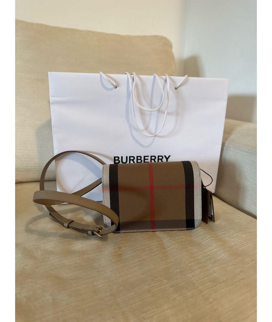 BURBERRY Бежевая кожаная сумка через плечо, фото 5