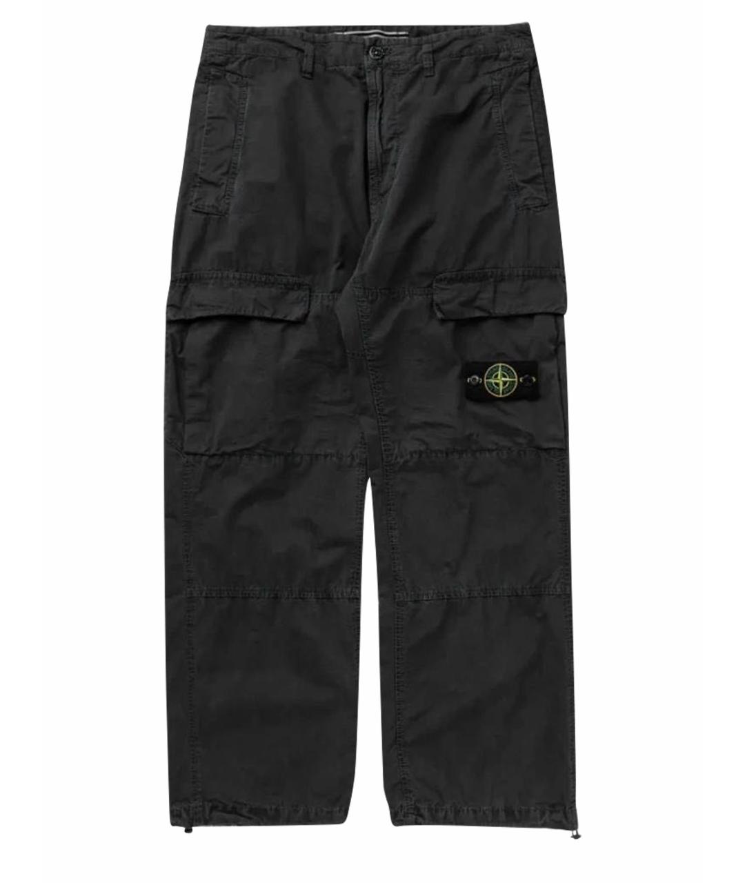 STONE ISLAND Черные хлопковые повседневные брюки, фото 1