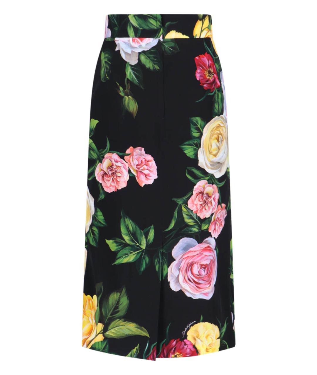 DOLCE&GABBANA Мульти шелковая юбка миди, фото 2