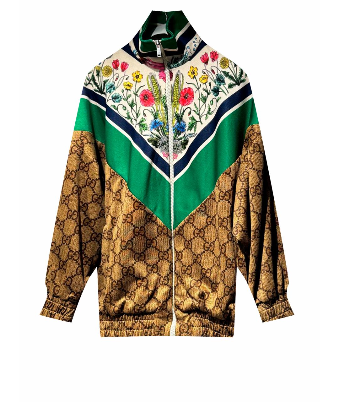 GUCCI Коричневая полиэстеровая спортивная куртка, фото 1