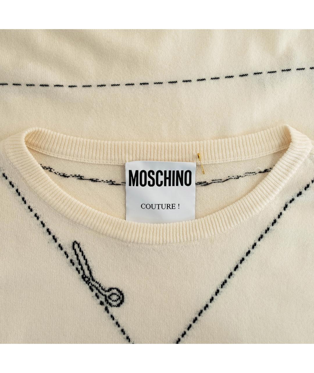 MOSCHINO Белый кашемировый джемпер / свитер, фото 3