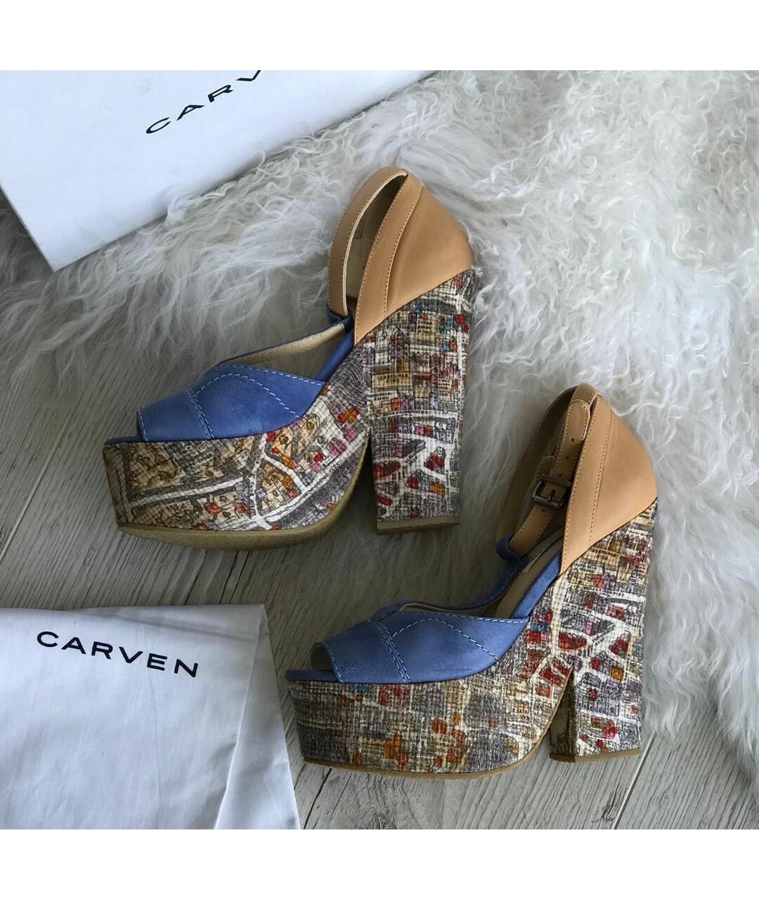 CARVEN Голубые замшевые босоножки, фото 9