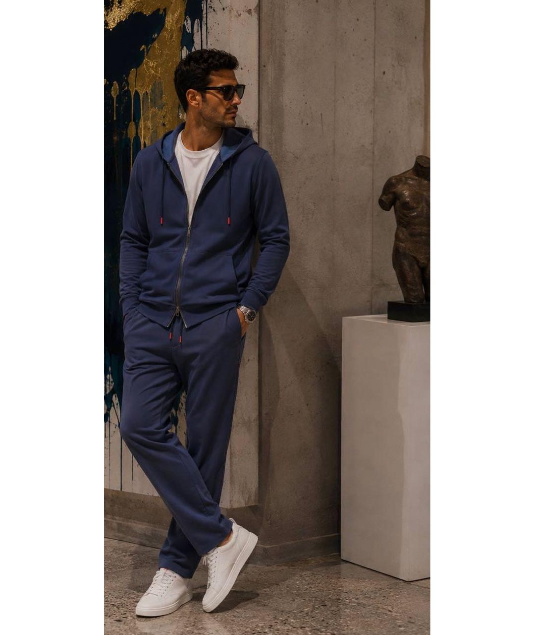 KITON Темно-синий хлопковый спортивный костюм, фото 6