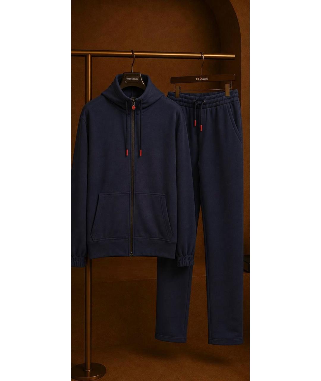 KITON Темно-синий хлопковый спортивный костюм, фото 7