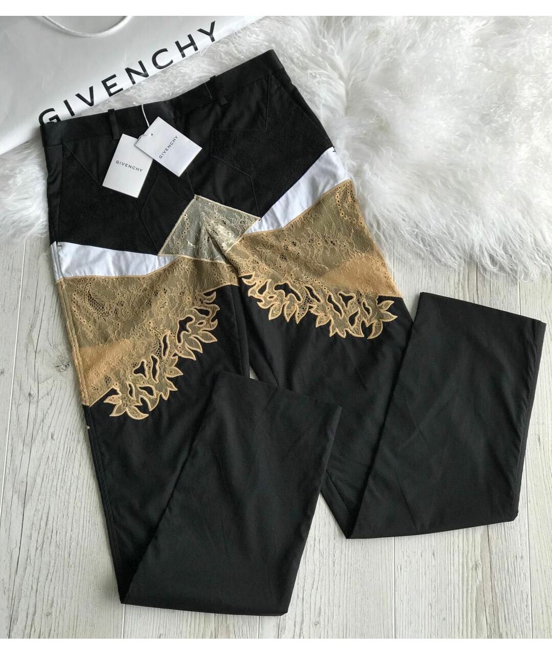 GIVENCHY Черные хлопковые прямые брюки, фото 3