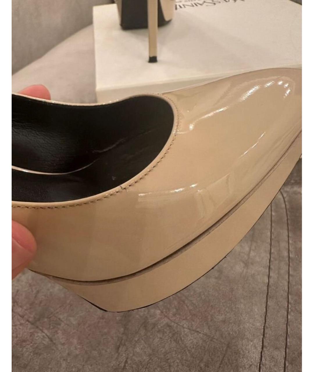 SAINT LAURENT Бежевые кожаные туфли, фото 5
