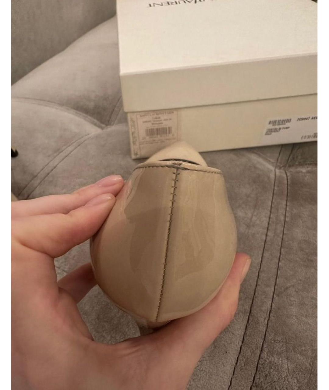 SAINT LAURENT Бежевые кожаные туфли, фото 7