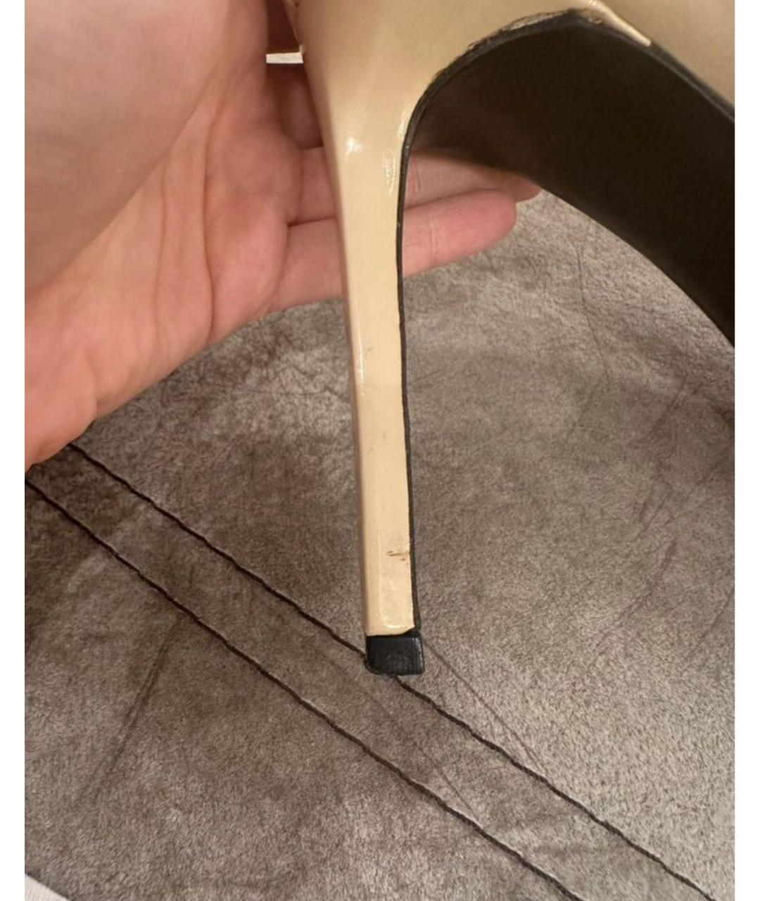 SAINT LAURENT Бежевые кожаные туфли, фото 8