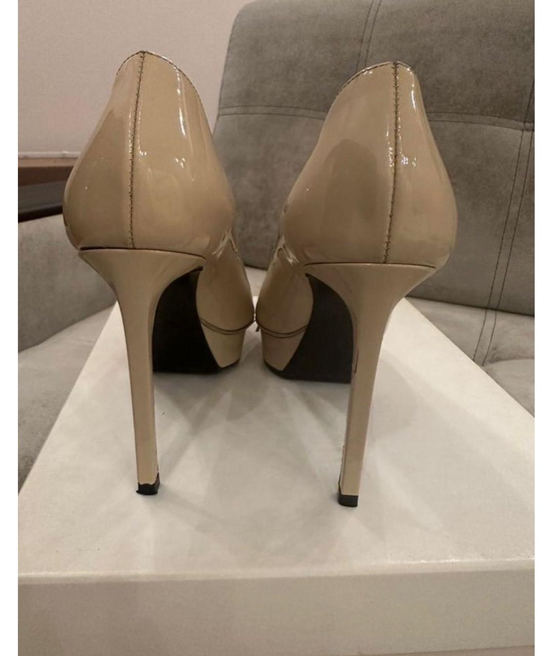 SAINT LAURENT Бежевые кожаные туфли, фото 3