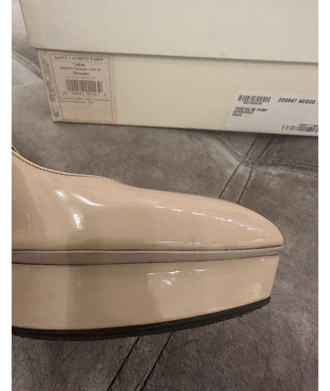 SAINT LAURENT Бежевые кожаные туфли, фото 6