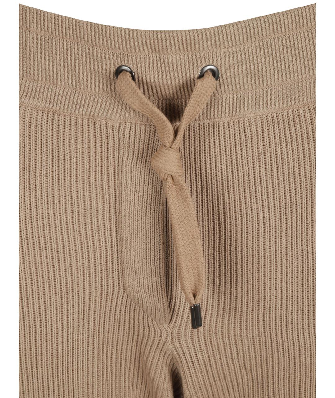 BRUNELLO CUCINELLI Бежевые хлопковые прямые брюки, фото 3