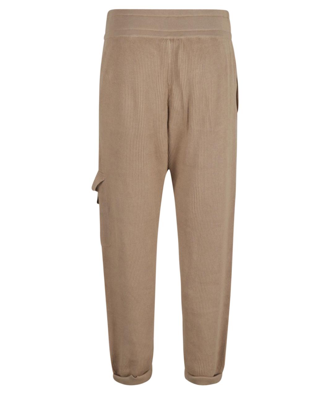 BRUNELLO CUCINELLI Бежевые хлопковые прямые брюки, фото 2
