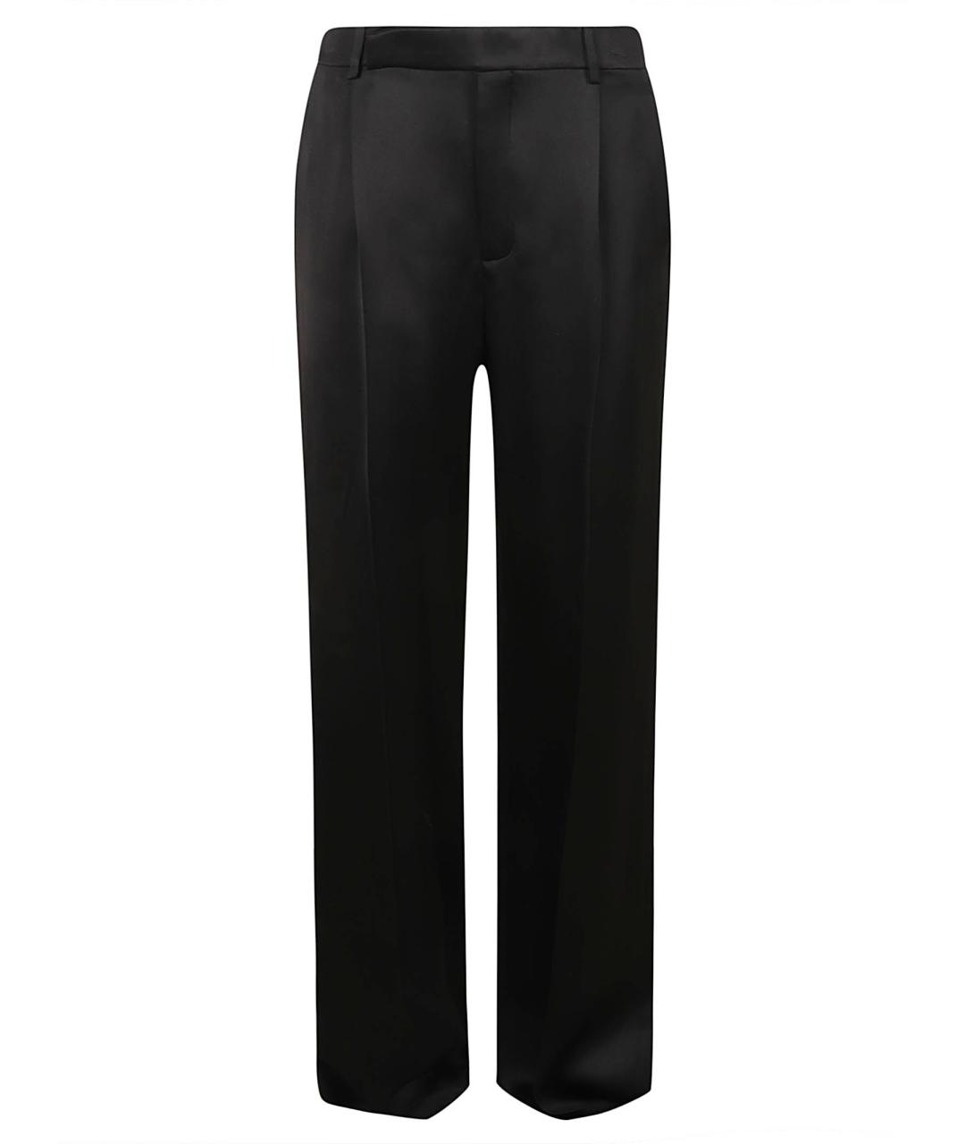 SAINT LAURENT Черные шелковые прямые брюки, фото 1