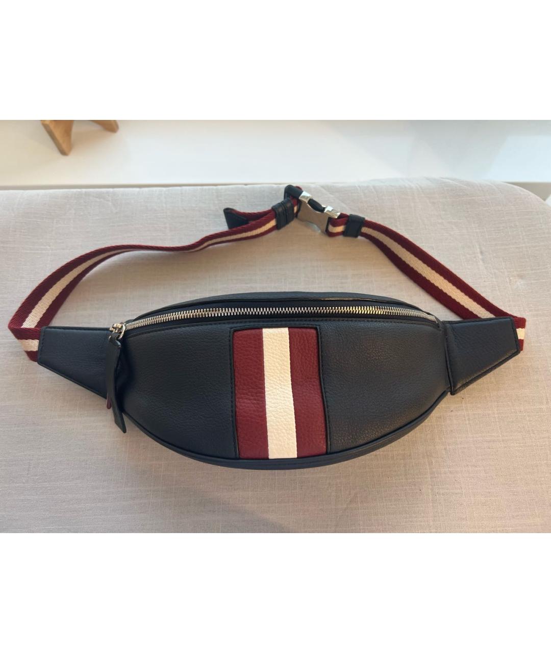 BALLY Темно-синяя кожаная поясная сумка, фото 4