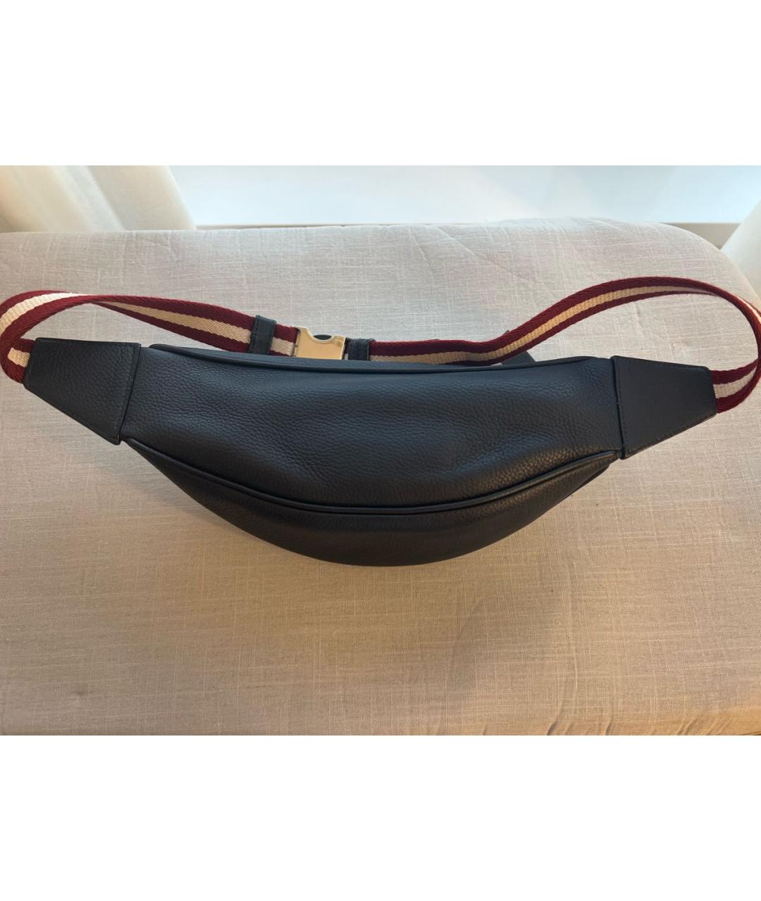 BALLY Темно-синяя кожаная поясная сумка, фото 2