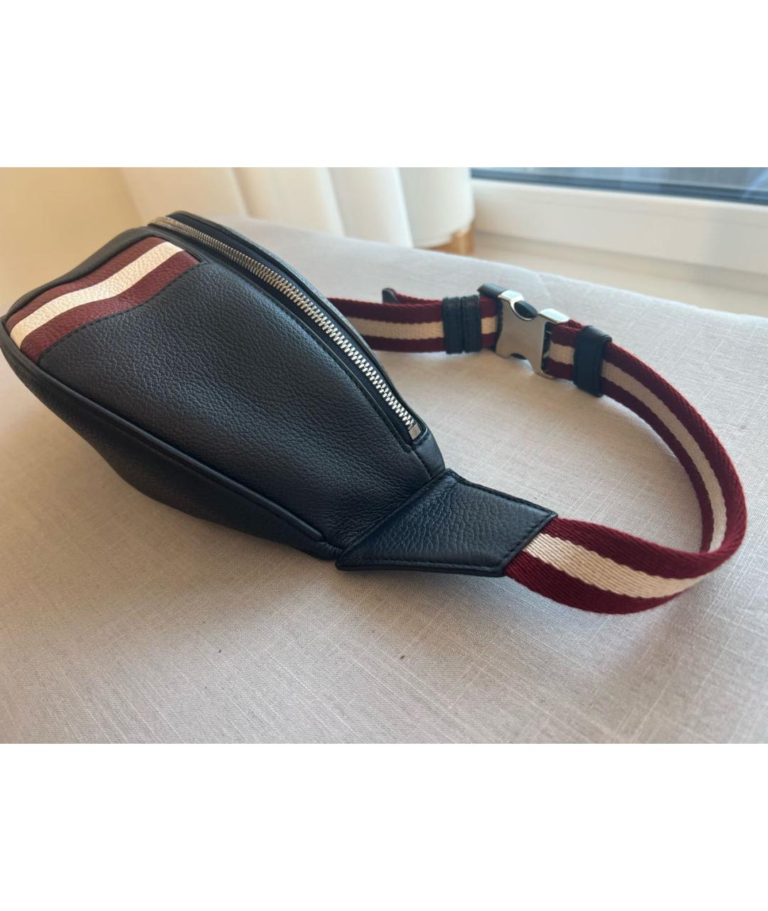 BALLY Темно-синяя кожаная поясная сумка, фото 5