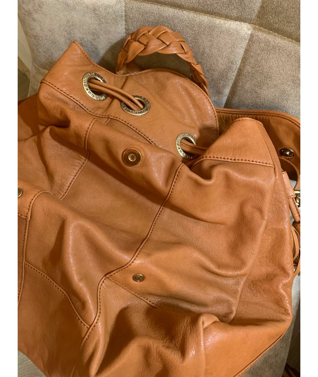 JUST CAVALLI Оранжевая кожаная сумка тоут, фото 6