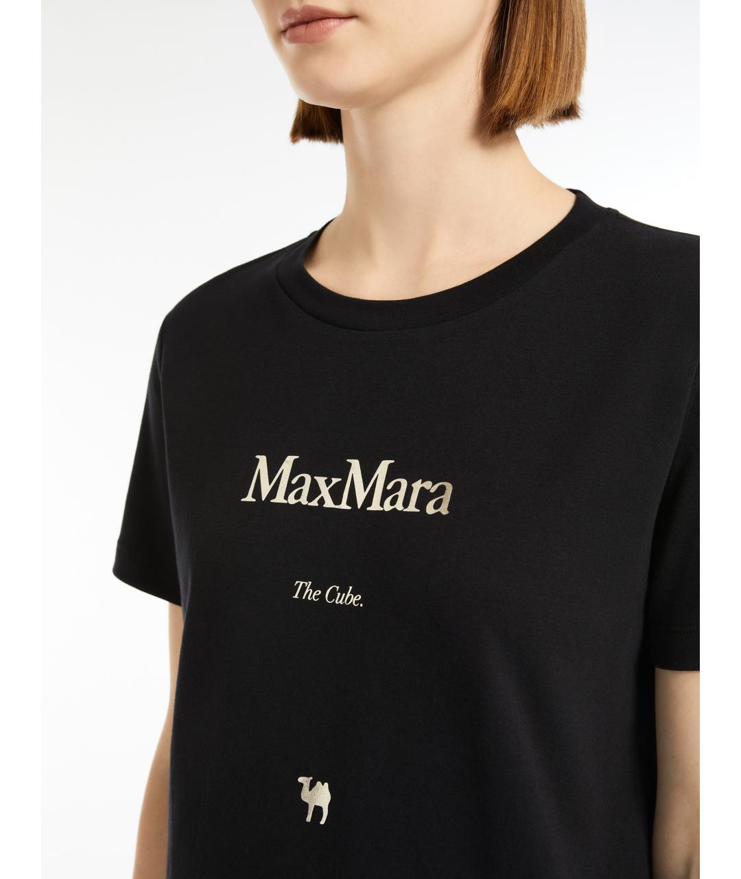 'S MAX MARA Черная хлопковая футболка, фото 5