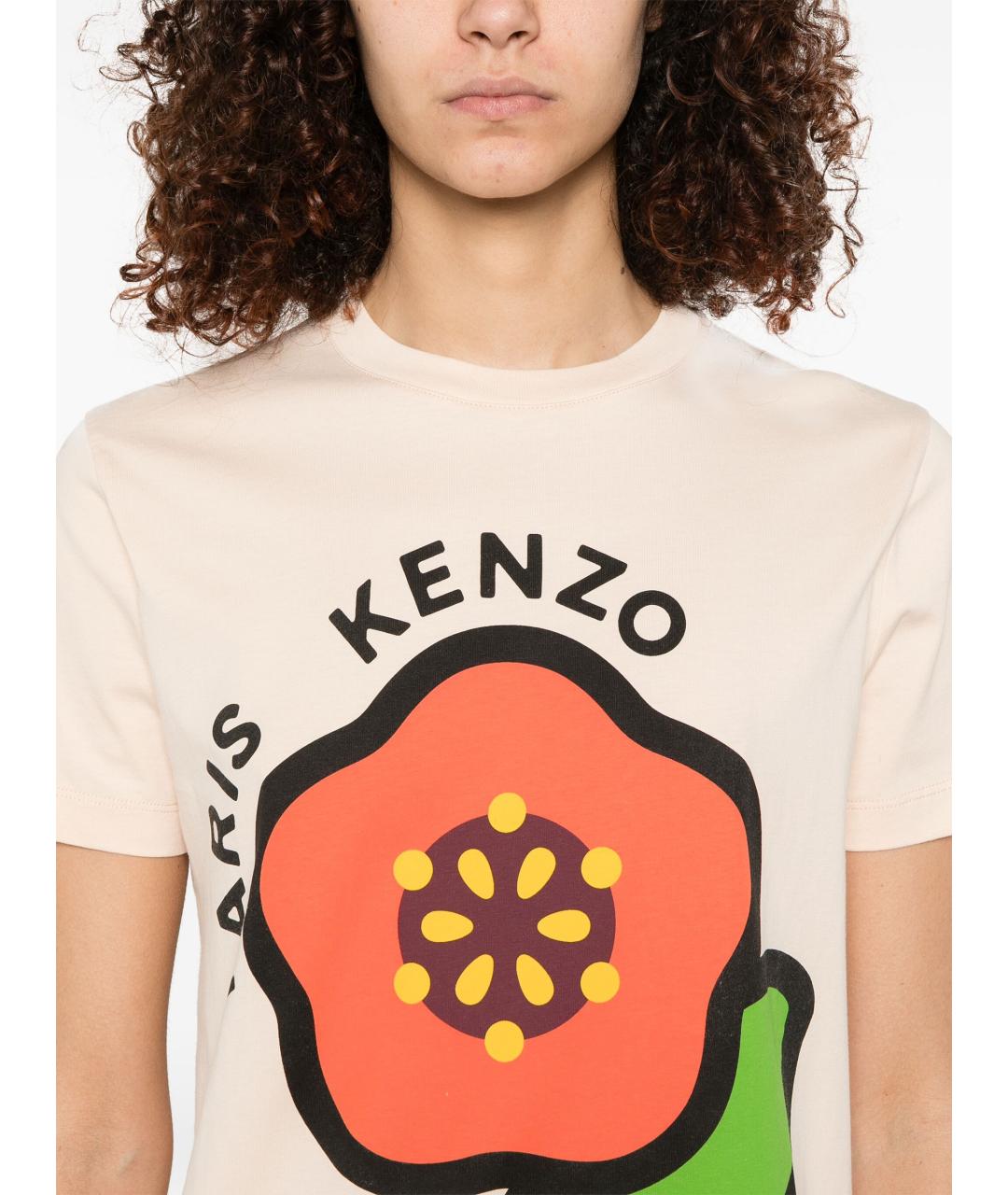 KENZO Бежевая хлопковая футболка, фото 5