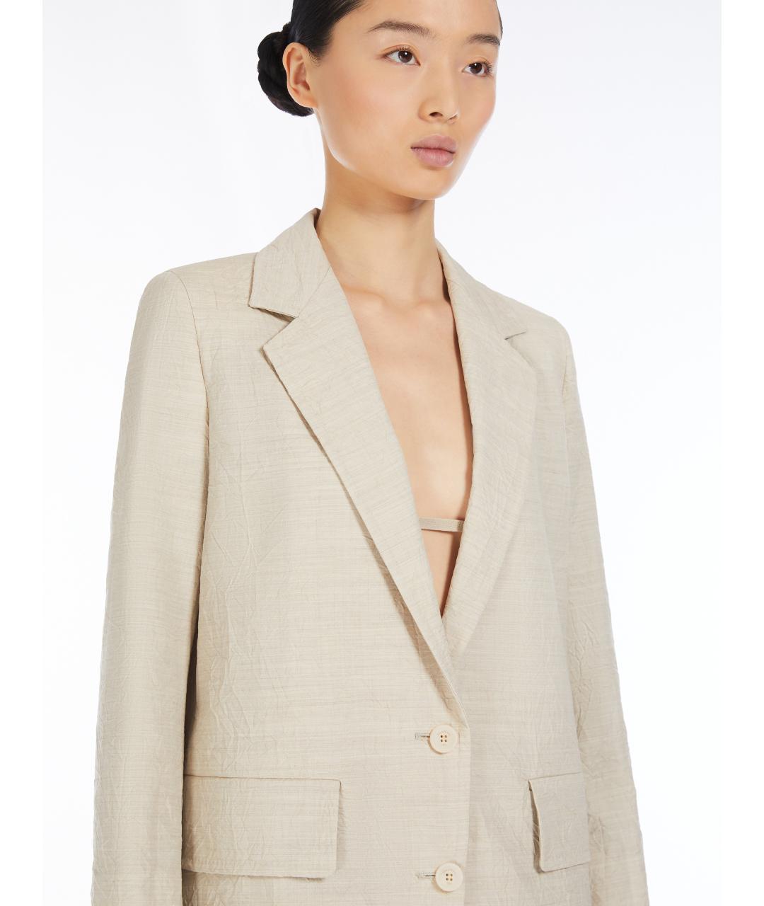 MAX MARA Бежевый льняной жакет/пиджак, фото 4