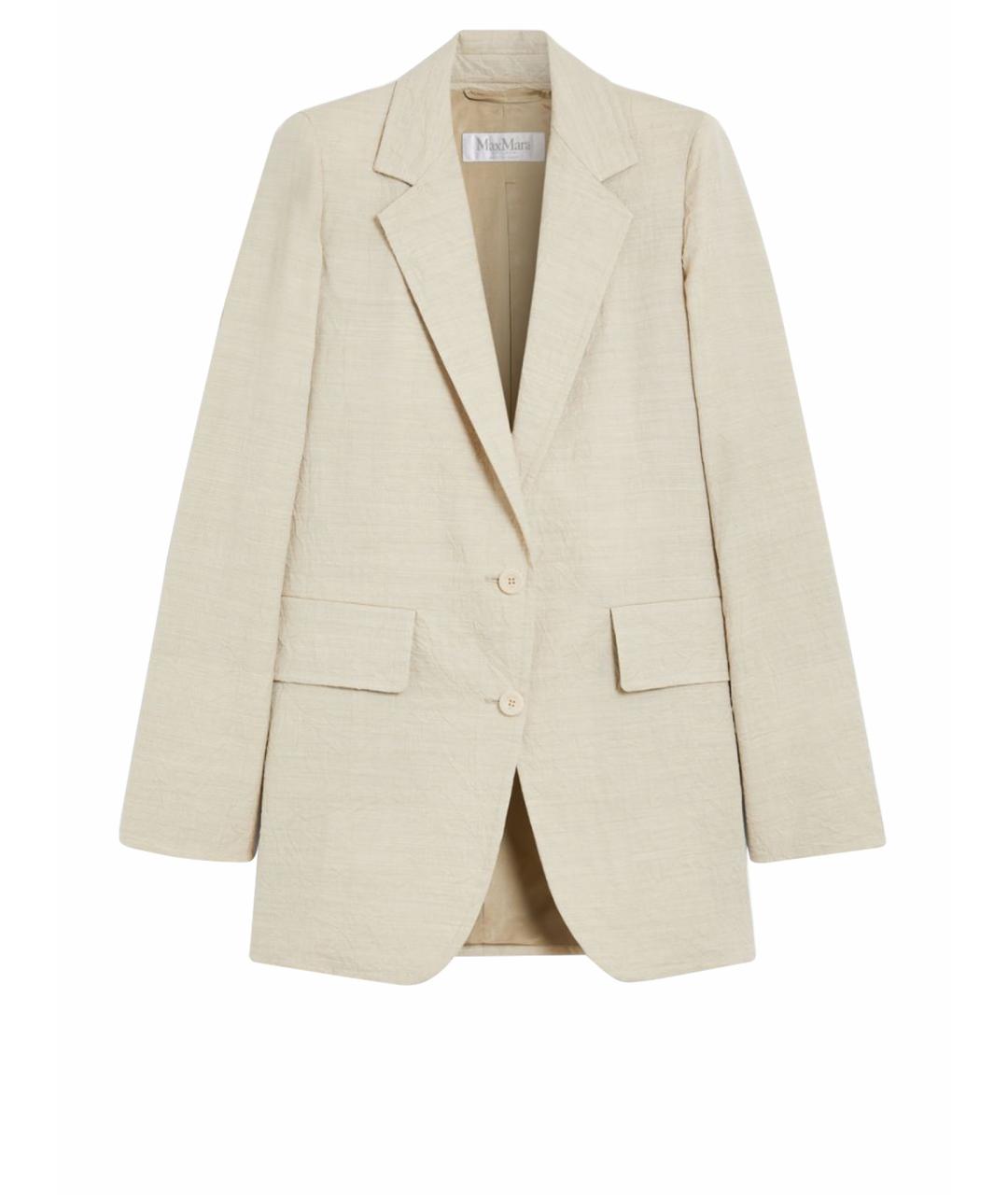 MAX MARA Бежевый льняной жакет/пиджак, фото 1