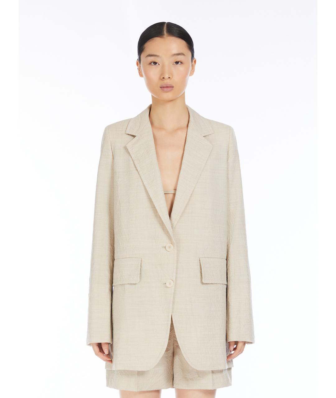 MAX MARA Бежевый льняной жакет/пиджак, фото 2