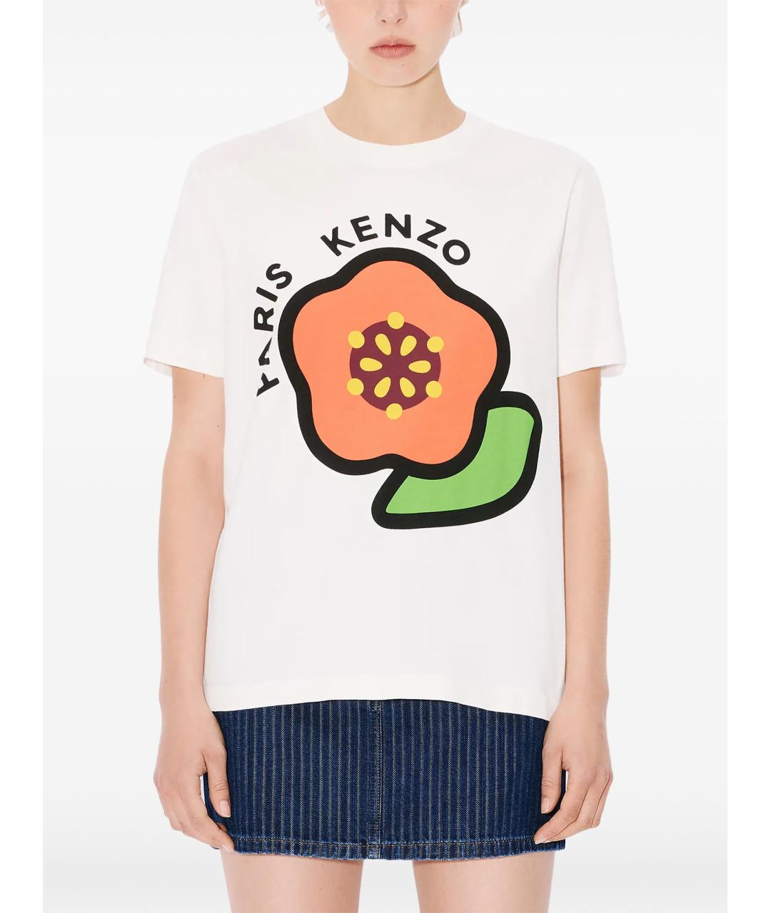 KENZO Белая хлопковая футболка, фото 3