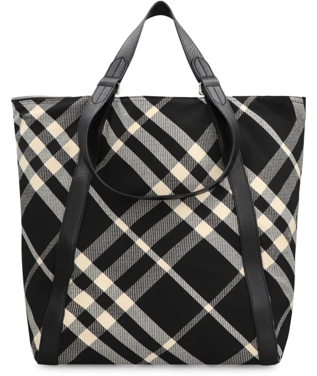 BURBERRY Черная тканевая сумка тоут, фото 2