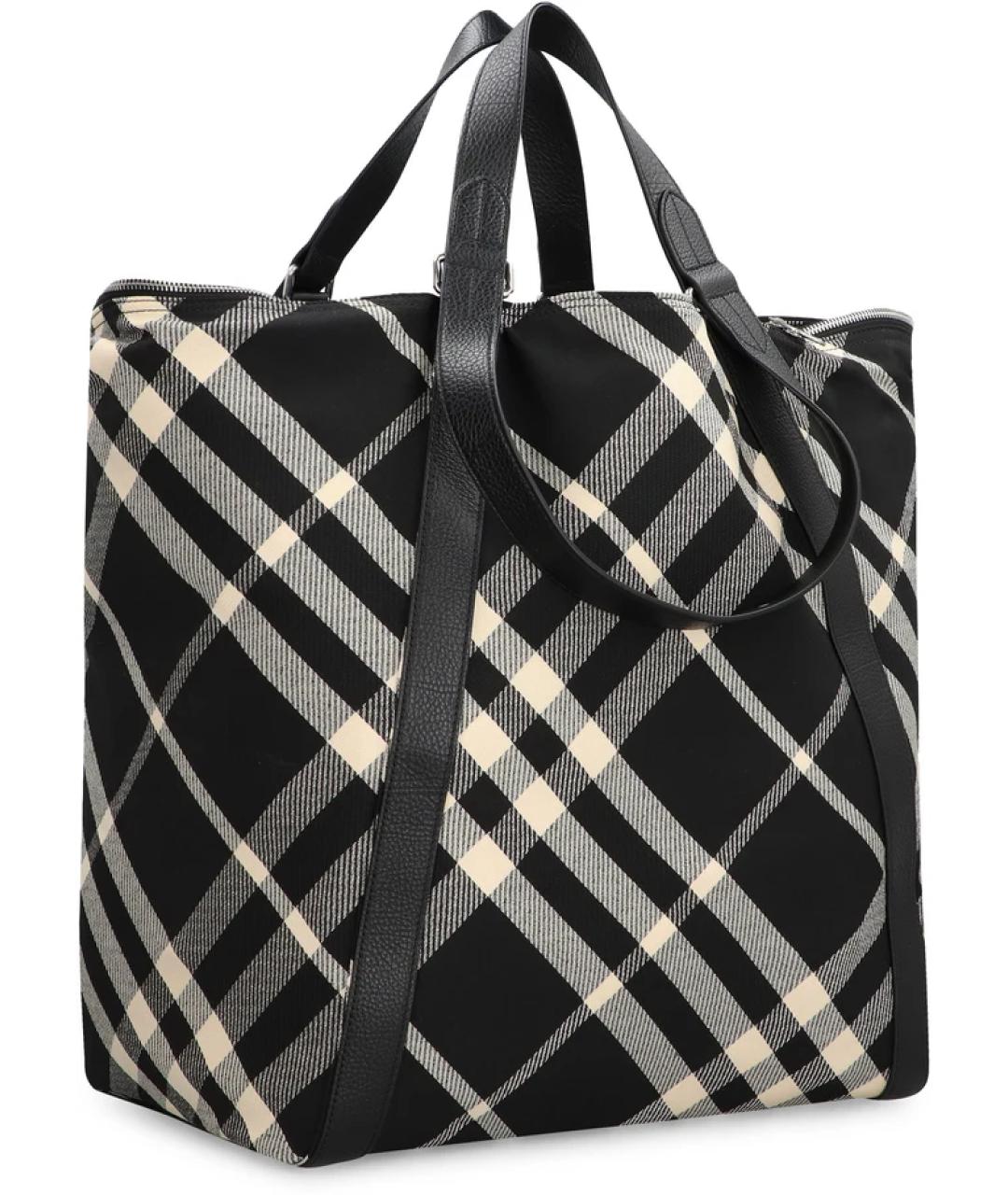 BURBERRY Черная тканевая сумка тоут, фото 3