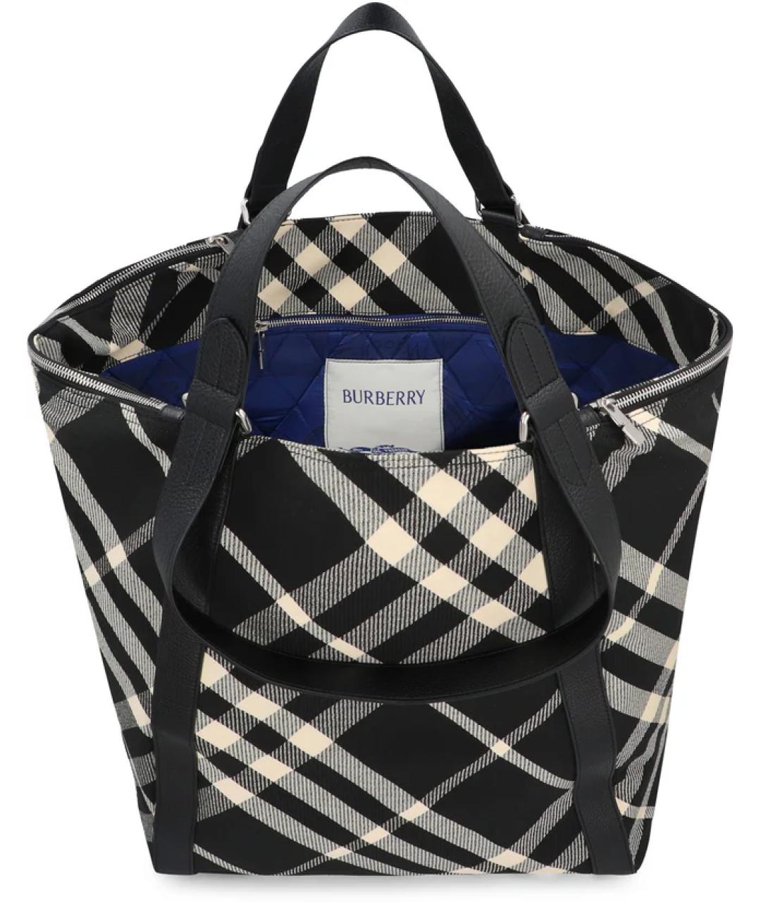 BURBERRY Черная тканевая сумка тоут, фото 4