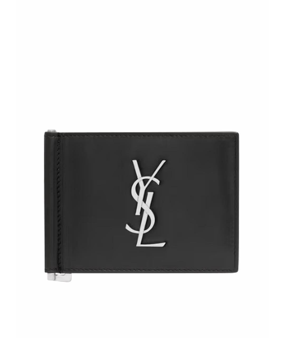 SAINT LAURENT Черный кожаный кошелек, фото 1