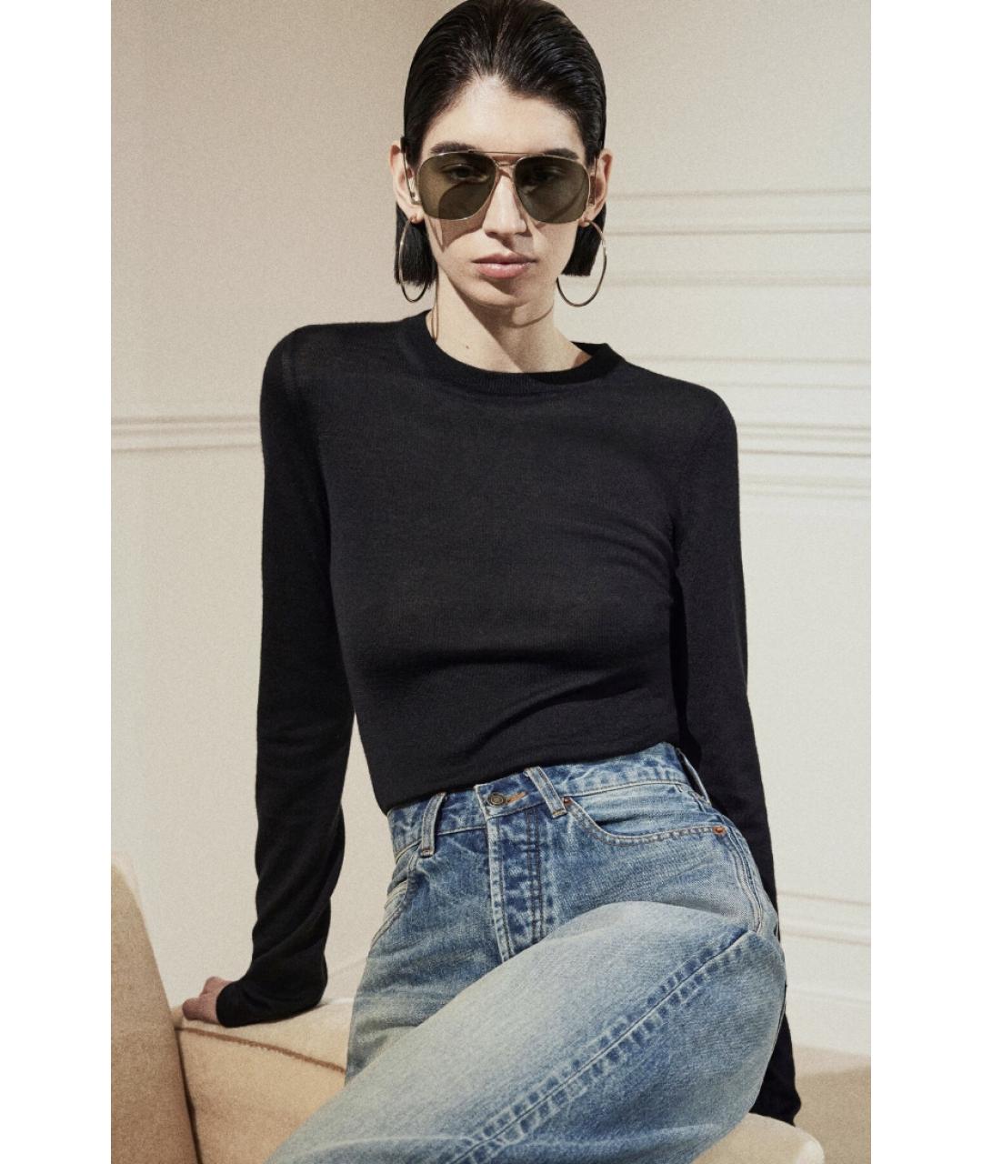 SAINT LAURENT Черный кашемировый джемпер / свитер, фото 3
