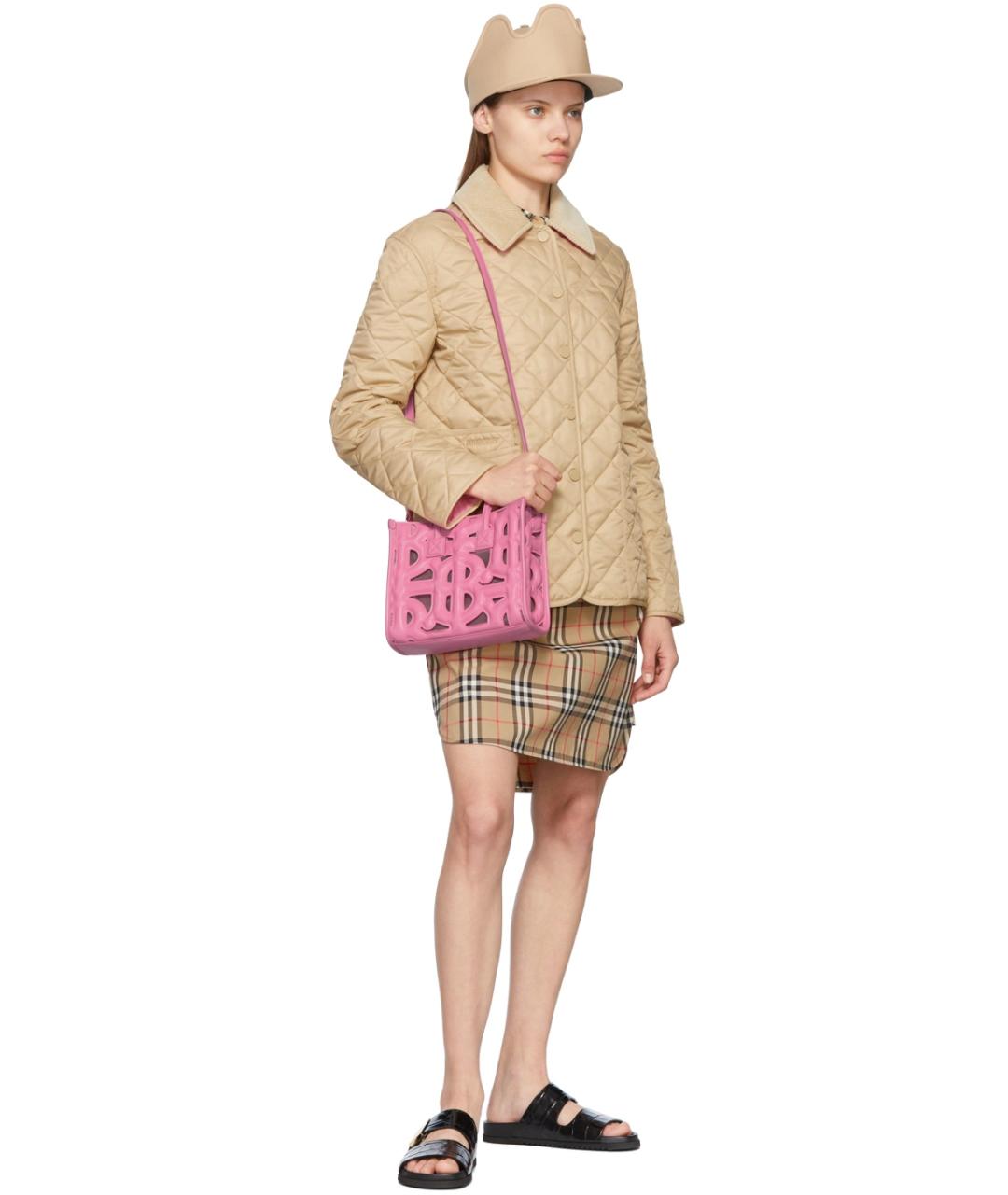 BURBERRY Розовая кожаная сумка тоут, фото 3