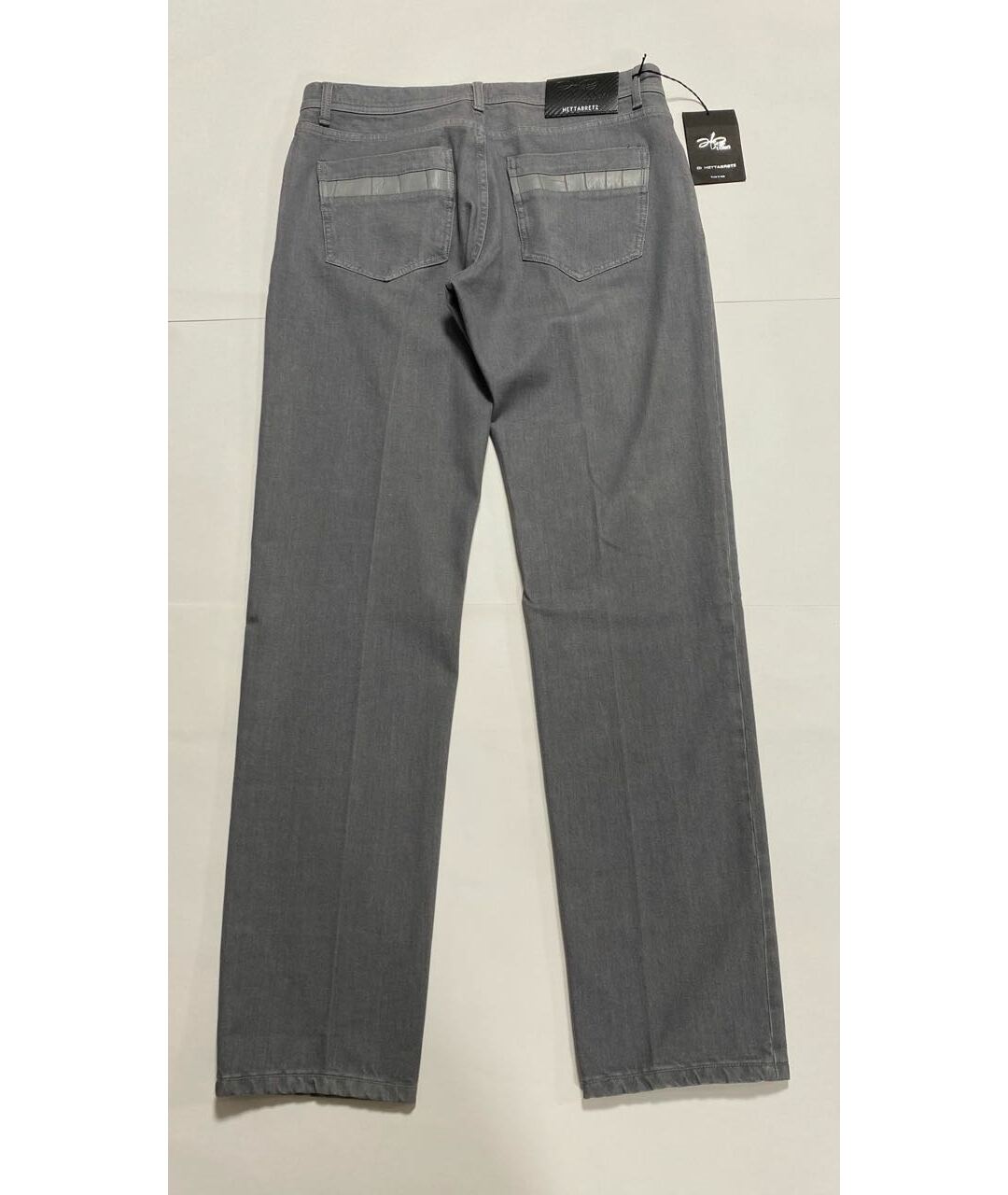 HETTABRETZ Серые хлопко-эластановые прямые джинсы, фото 2